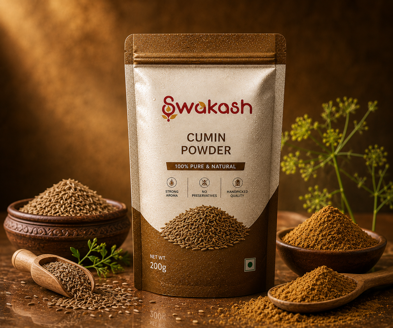 Swakash Cumin Powder 200g | Pure & Natural Jeera Powder