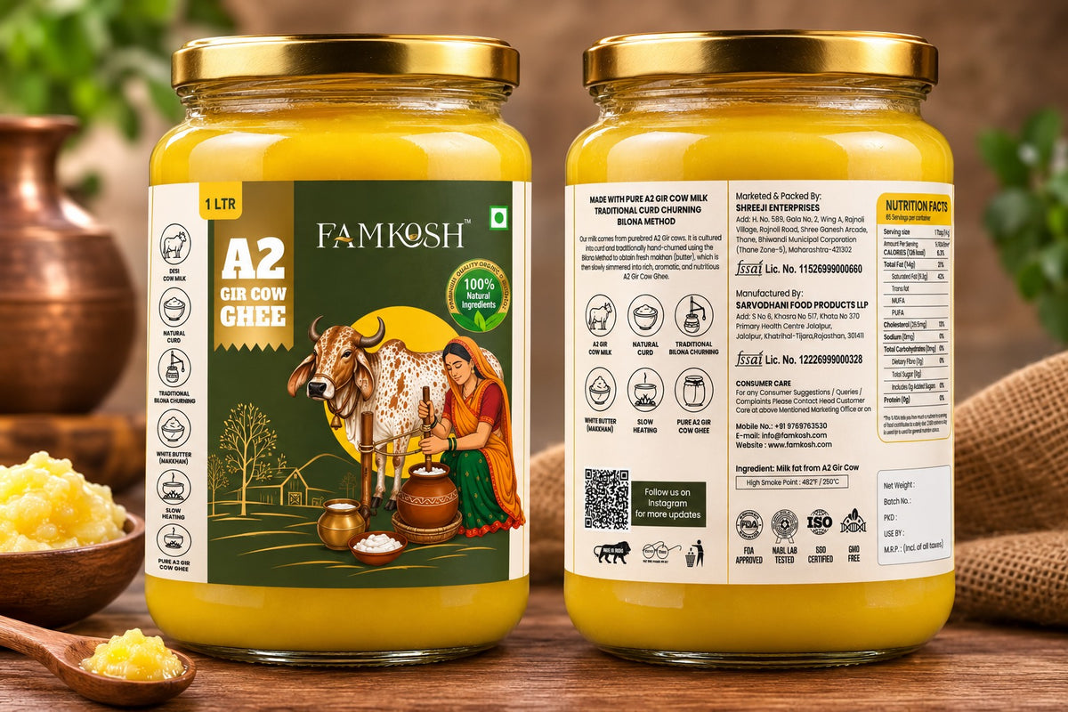 Famkosh A2 Gir Cow Ghee – Traditional Bilona Method | 1 Litre