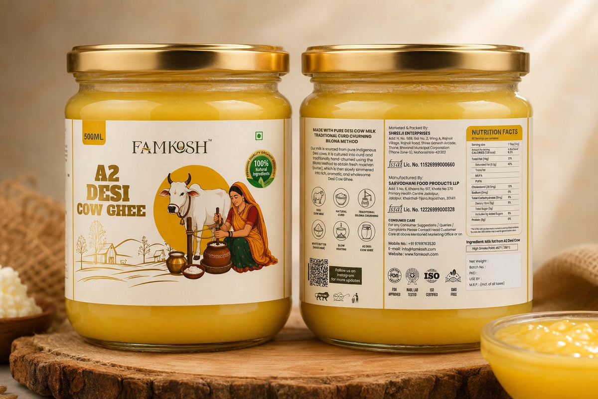 Famkosh A2 Desi Cow Ghee – Traditional Bilona Method | 500ml