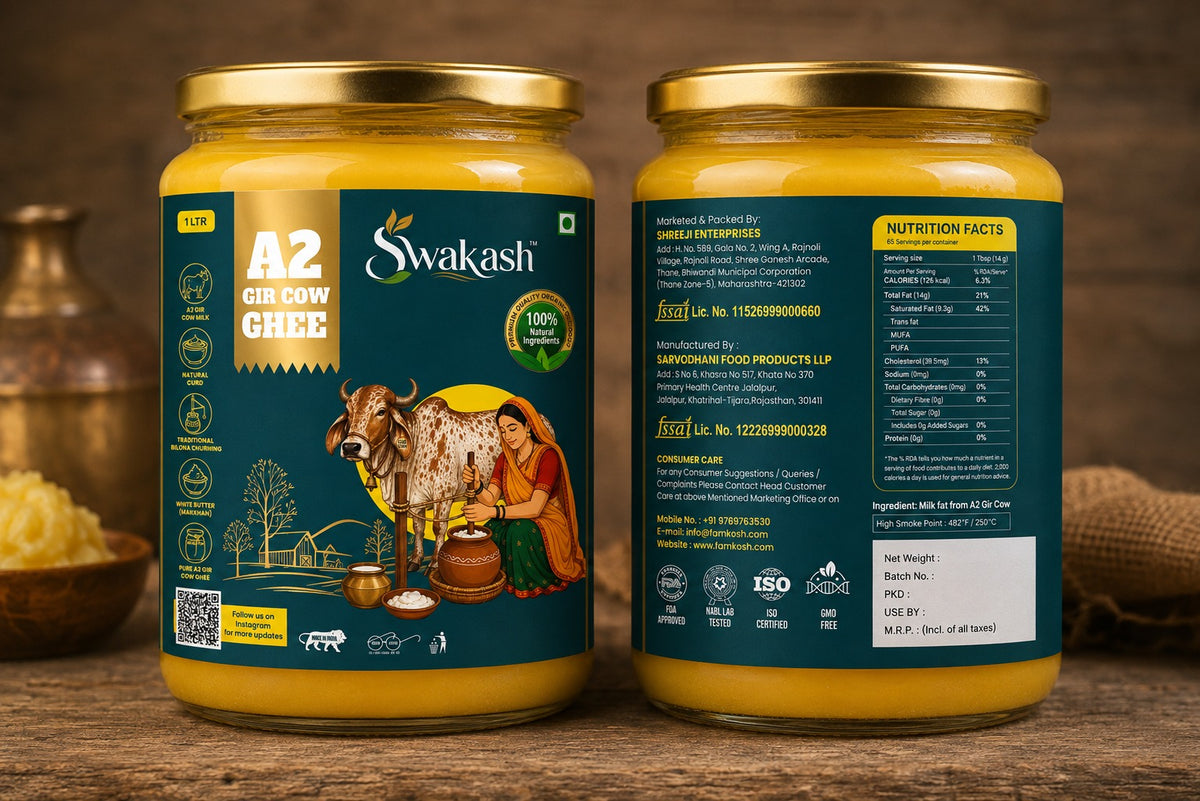 Swakash A2 Gir Cow Ghee – Traditional Bilona Method | 1 Litre