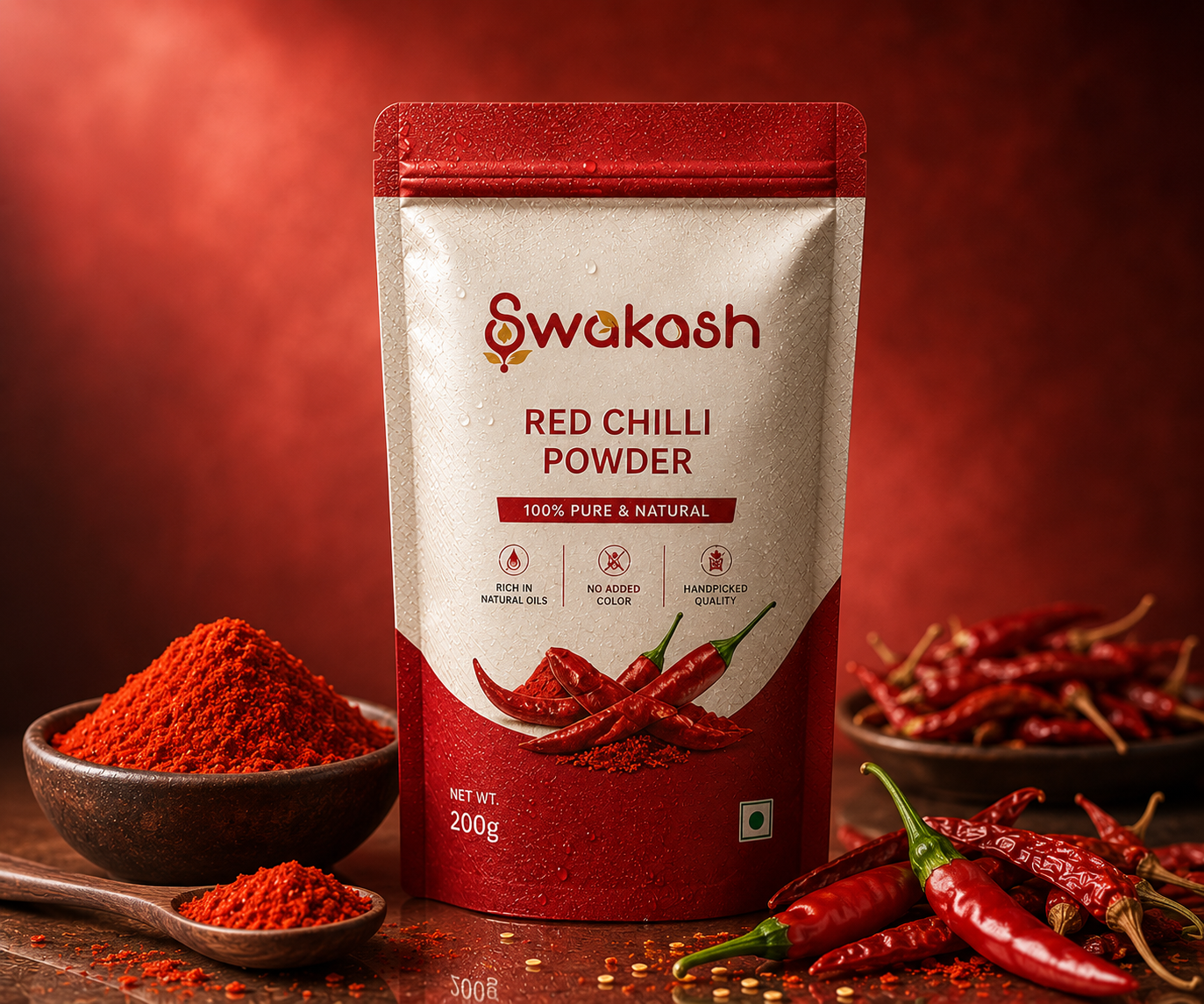 Swakash Red Chilli Powder 200g | Pure & Natural Lal Mirch Powder